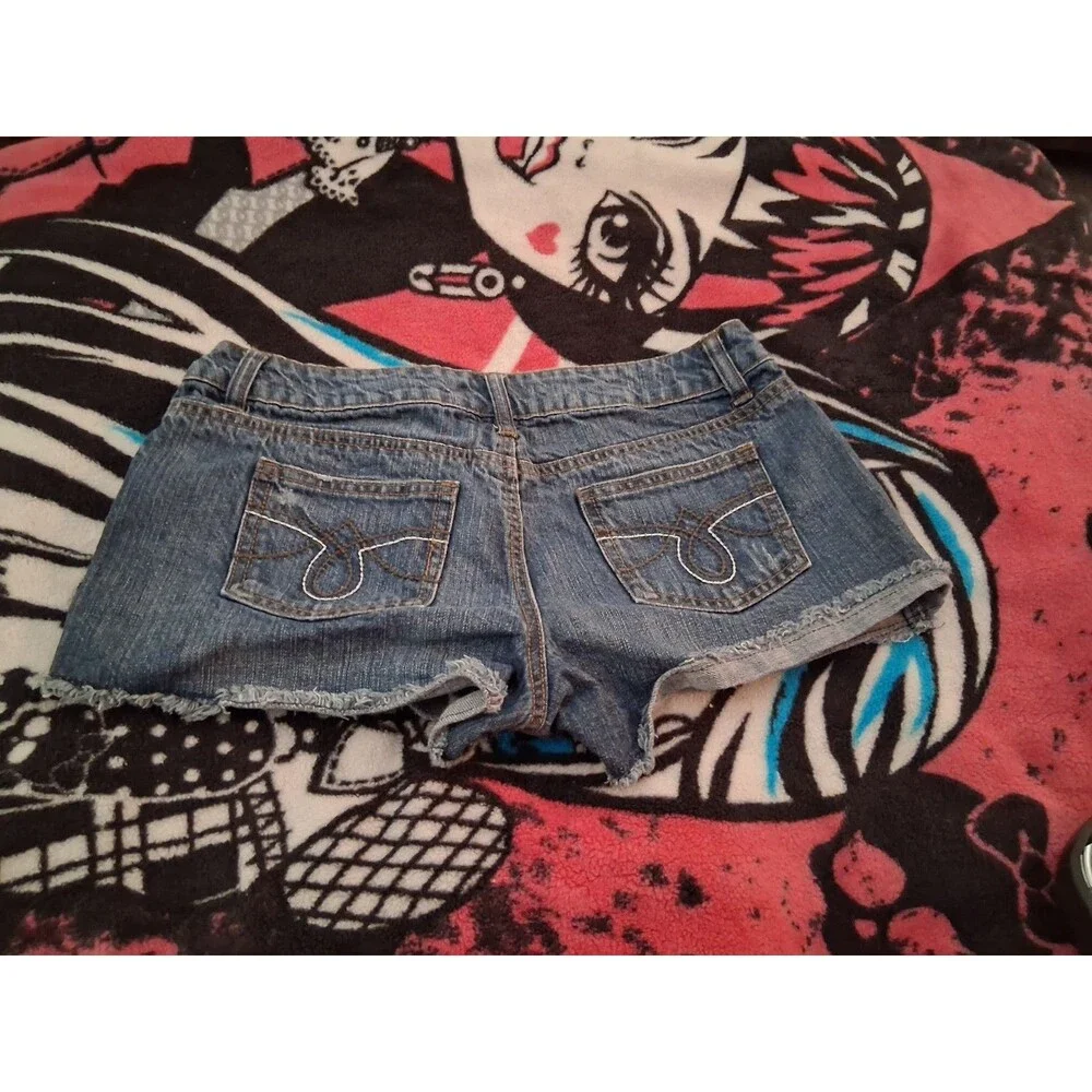 SO Denim Shorts Womens Juniors Size 9 Distressed Cutoff Low Rise Y2K Jean Shorts